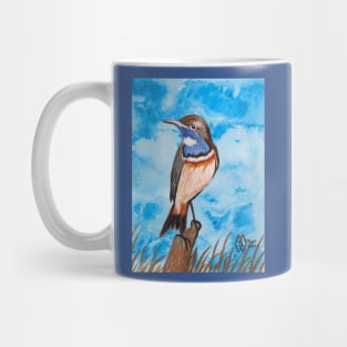 Bluethroat in the brushy habitat of the tundra Mug